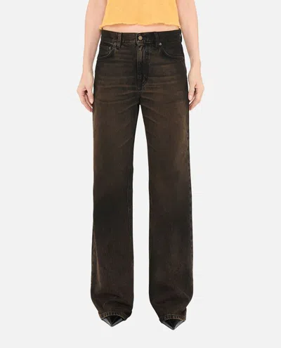Haikure 'korea' Grey Jeans With Faded Effect And Logo Patch On The Back In Cotton Woman In Black