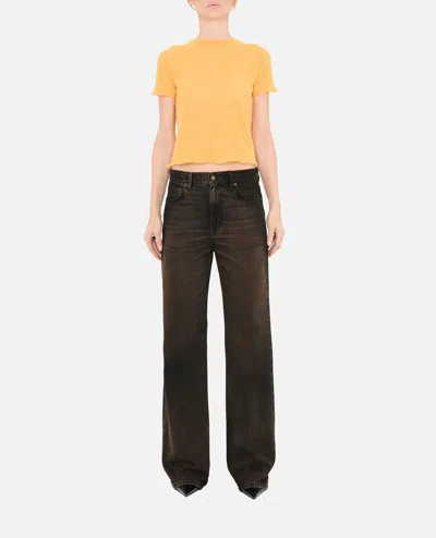 Haikure 'korea' Grey Jeans With Faded Effect And Logo Patch On The Back In Cotton Woman In Black