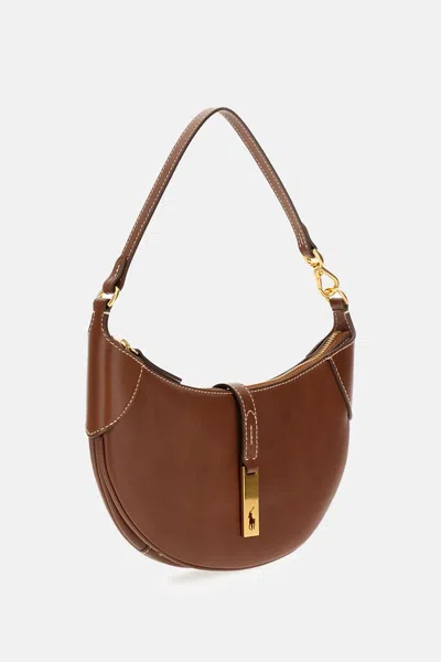 Polo Ralph Lauren Polo Id Calfskin Mini Shoulder Bag In Brown
