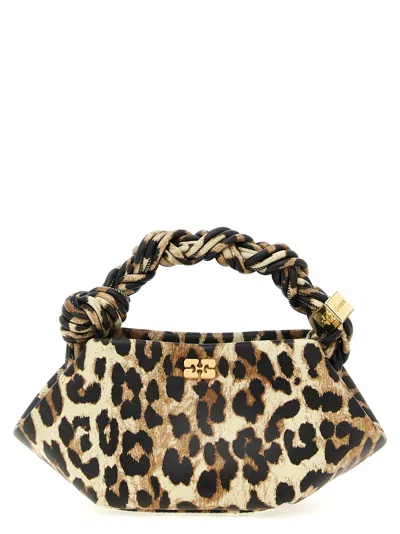 Ganni Leopard Print Mini Bou Bag With Twisted Handle