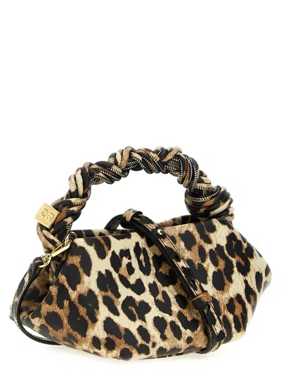 Ganni Leopard Print Mini Bou Bag With Twisted Handle