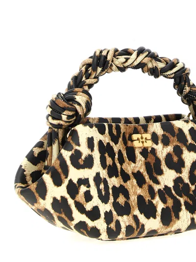 Ganni Leopard Print Mini Bou Bag With Twisted Handle