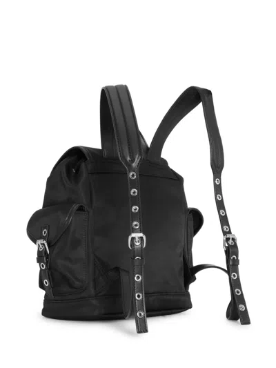 Ganni Magnetic Pockets Flap Backpack Handle In Black