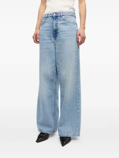 Ganni Organic Cotton Denim Jeans In Blue