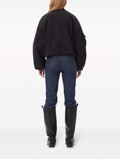 Ganni Drop-shoulder Bomber Jacket In Black