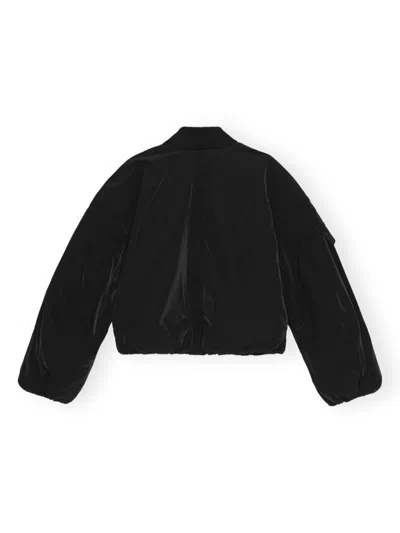 Ganni Drop-shoulder Bomber Jacket In Black