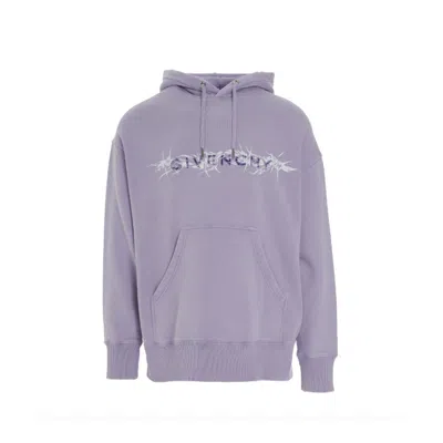 Givenchy Barbed Wire With G Tufting Washed Hoodie In Purple