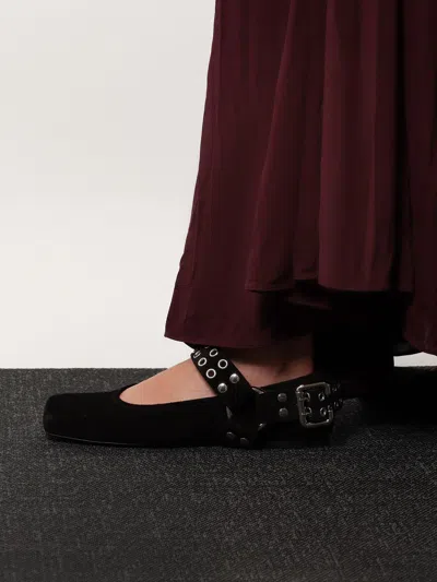 Alaïa Alaia Women Suede Biker Flat Ballerinas In Black