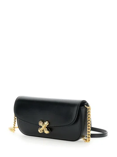 Alexander Mcqueen Small Skull Flower Crossbody Bag With Chain Strap And Gold-tone Hardware