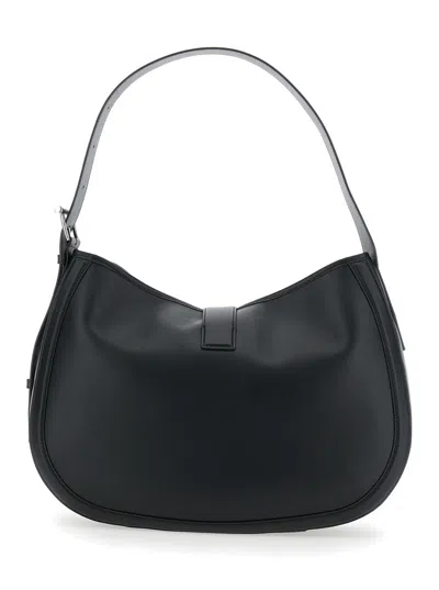 Alexander Mcqueen Black Shoulder Bag With Adjustable Shoulder Strap And T Buckle Closure On The Front In Leather Woman