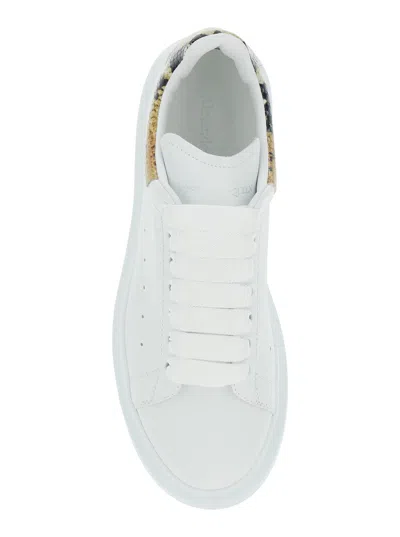 Alexander Mcqueen White Oversize Sneakers With Snake Print On The Heel In Leather Woman In White