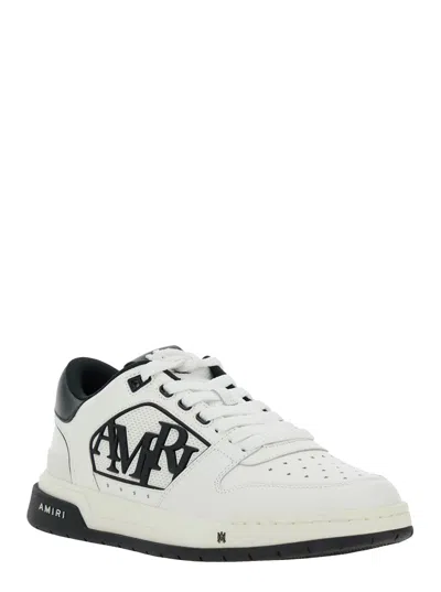 Amiri White Low Top Sneakers With Logo Patch On The Side And Contrasting Heel With Logo Lettering In Leath