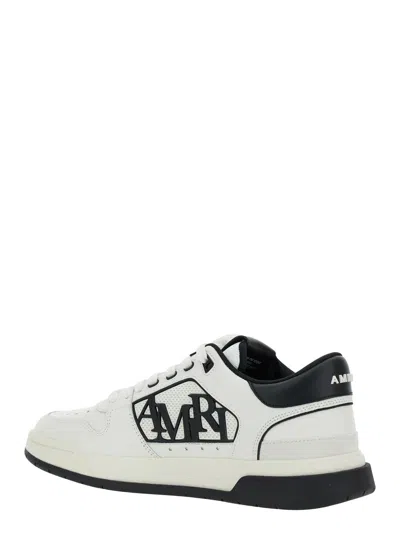 Amiri White Low Top Sneakers With Logo Patch On The Side And Contrasting Heel With Logo Lettering In Leath