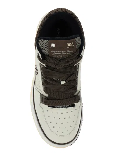 Amiri Brown Low Top Sneakers With Logo Detail On The Side And Mesh Panels In Suede Man In Red