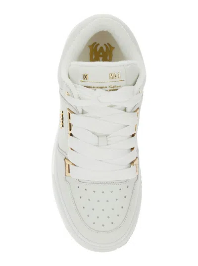 Amiri White Sneakers With Logo Patch On The Side And Logo Lettering On The Rear In Leather Man In Red