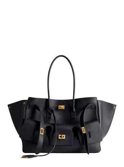 Balenciaga 'bel Air Carry On' Black Medium Tote Bag With Removable Keychain And Two Top Handles In L