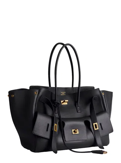 Balenciaga 'bel Air Carry On' Black Medium Tote Bag With Removable Keychain And Two Top Handles In L