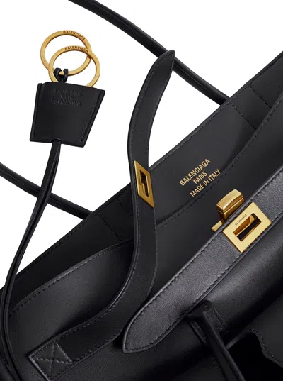 Balenciaga 'bel Air Carry On' Black Medium Tote Bag With Removable Keychain And Two Top Handles In L