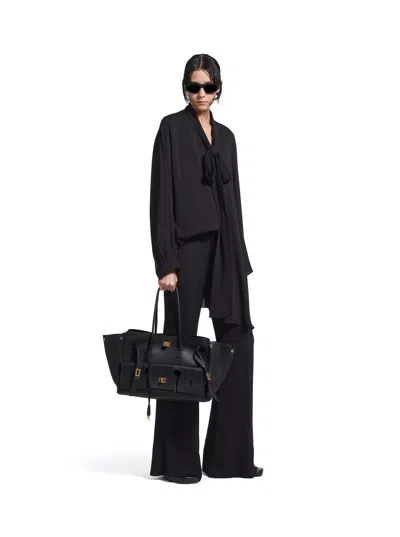 Balenciaga 'bel Air Carry On' Black Medium Tote Bag With Removable Keychain And Two Top Handles In L