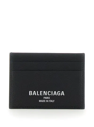 Balenciaga Credit Card Holder Genuine Grained Leather As In Black