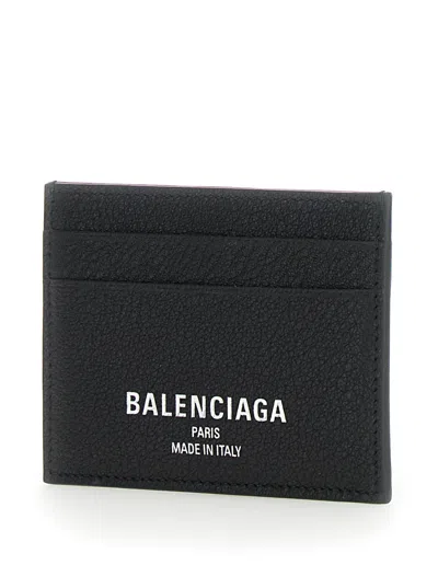 Balenciaga Credit Card Holder Genuine Grained Leather As In Black