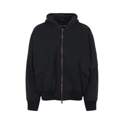 Balenciaga Hybrid Bomber Jacket With Side Flap Pockets In Black