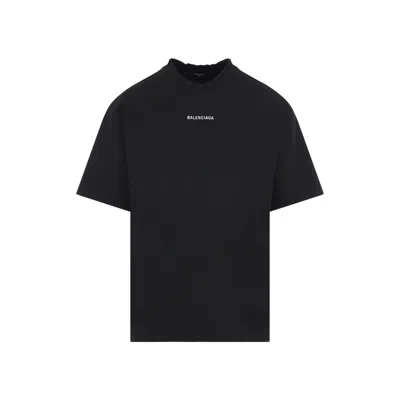 Balenciaga Black Crewneck Logo T-shirt In Black