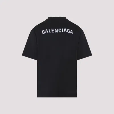 Balenciaga Black Crewneck Logo T-shirt In Black