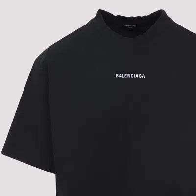 Balenciaga Black Crewneck Logo T-shirt In Black