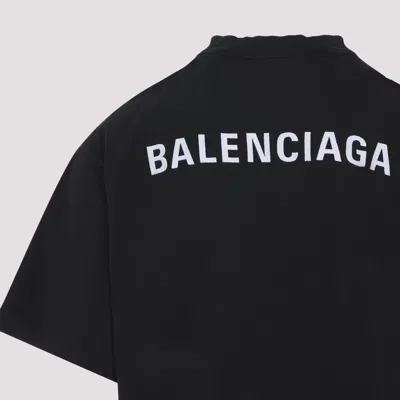 Balenciaga Black Crewneck Logo T-shirt In Black