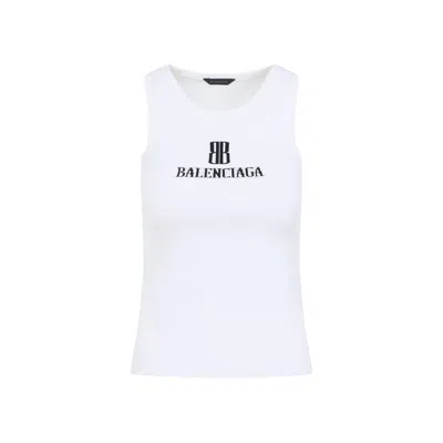 Balenciaga White Nano Bb Tank Top In White