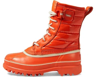 Sorel Caribou Royal Womens Round Toe Lace Up Waterproof & Weather Resistant In Orange