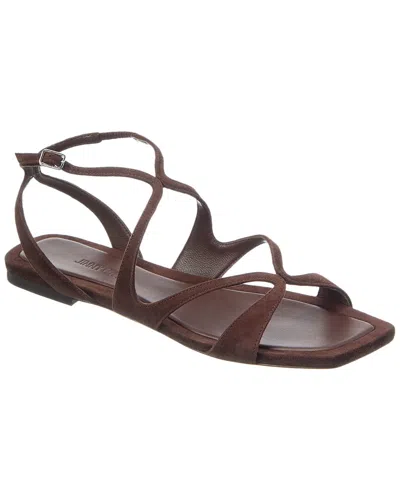Jimmy Choo Ayla Suede Flat Sandals In Brown