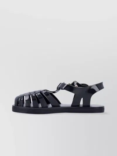 Ancient Greek Sandals Closed Toe Fisherman Style Flat Sandal In Black