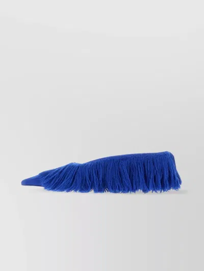 Ferragamo Fabric Mules With Fringe Detailing And Pointed Toe In Blue