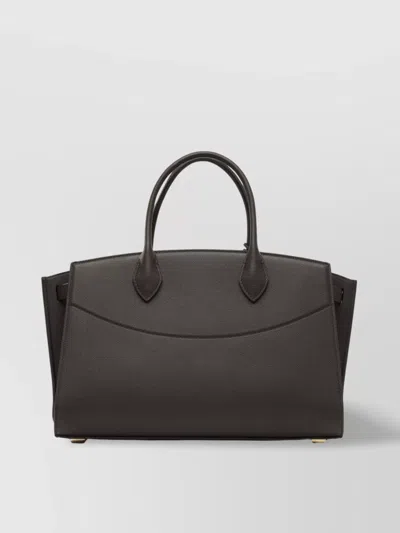 Ferragamo Large Studio Leather Top Handle Bag In Brown