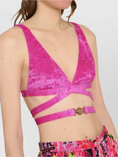 Versace Medusa Bikini Top In Purple