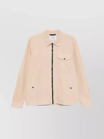 Woolrich Beige Jacket With Pockets And Zip Closure In Neutral