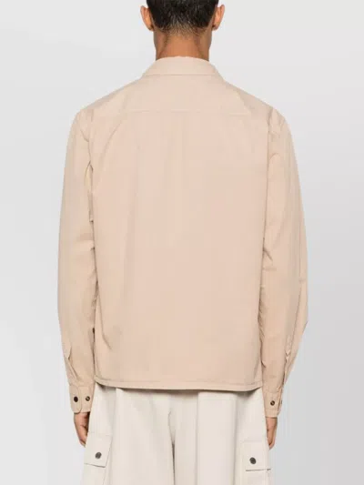 Woolrich Beige Jacket With Pockets And Zip Closure In Neutral