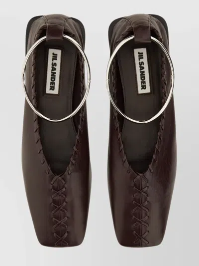 Jil Sander Square Toe Ballerina Silver Ring In Multi