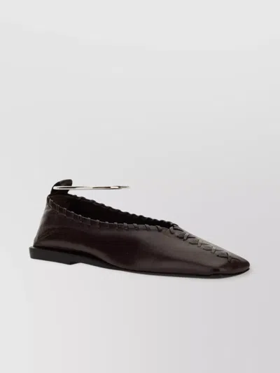 Jil Sander Square Toe Ballerina Silver Ring In Multi