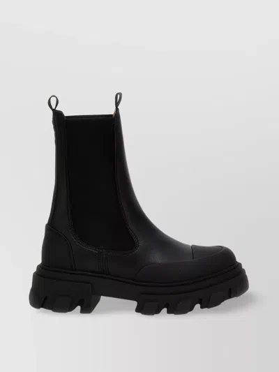 Ganni Black Leather Chelsea Boots In Black