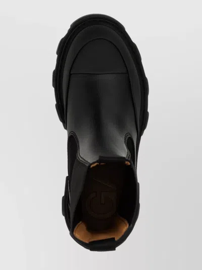 Ganni Black Leather Chelsea Boots In Black