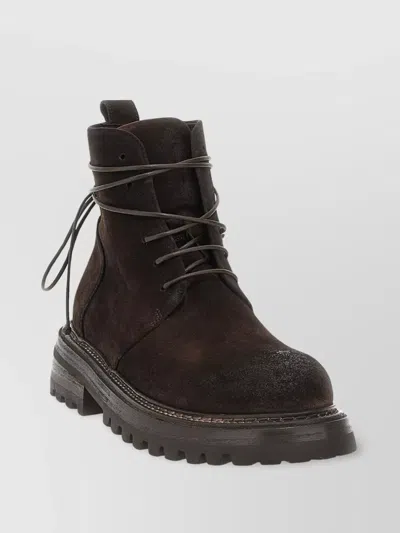 Marsèll Chunky Sole Combat Boots With Suede Finish In Black