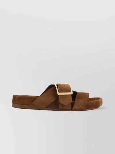 Loewe Slide Sandals With Asymmetric Round Toe In Brown
