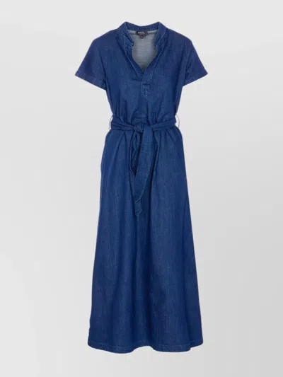 Apc A.p.c. "annelie" Dress In Blue