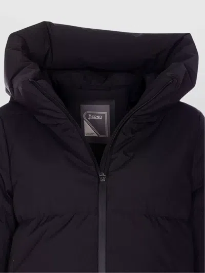 Herno Quilted Polyester Microfiber Jacket With Zip In Black