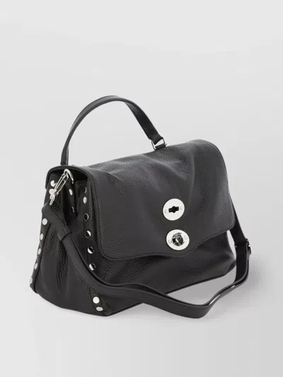 Zanellato Small Postina Smooth Leather Shoulder Bag In Black