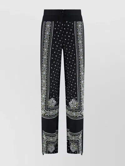Pinko Trousers Wide Leg Patterned Design In Black