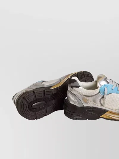 Golden Goose Dad-star Sneakers In Mesh And Laminated Leather Color Grey And Blackrunning